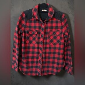 Red and Black Plaid Button-Up Shirt